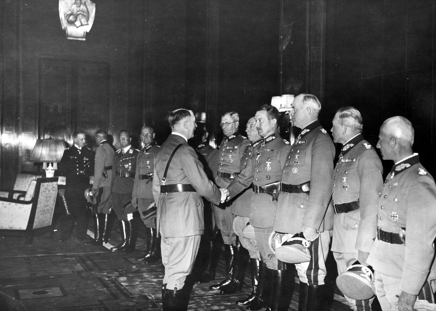 Adolf Hitler greeting the newly appointed field marshalls